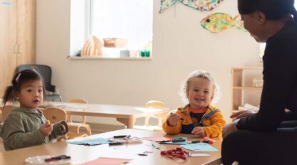 kids drawing in the art room