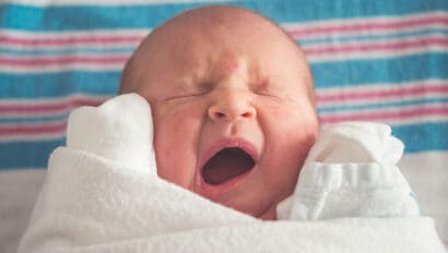 newborn, sleepy, yawning